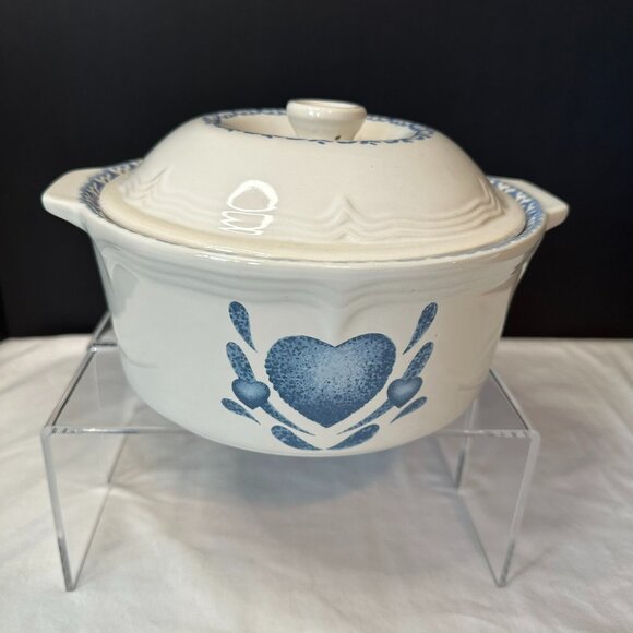 Corelle Other - Corelle-Inspired 2QT Casserole Dish with Lid  Vintage Blue Heart Folk Art Design